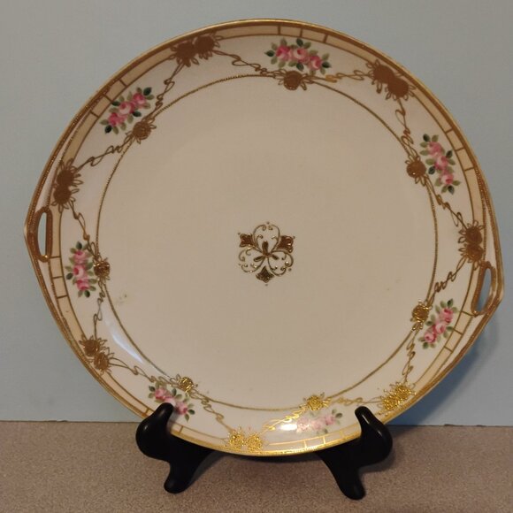 Nippon Japan Gold Encrusted Round Plate Vintage - Picture 1 of 4